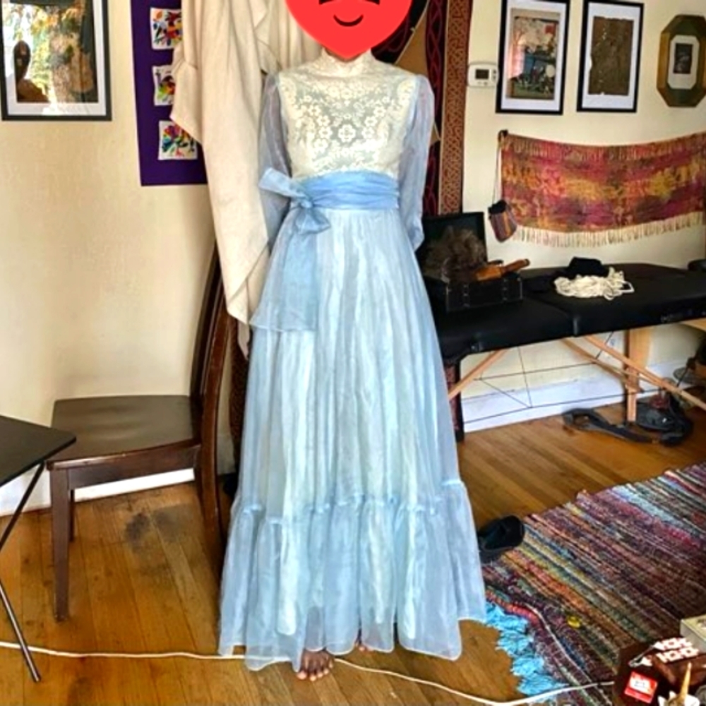 VTG Victorian long sleeve blue babydoll dress